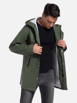 Men's Rain Jacket with Hooded Long Raincoat