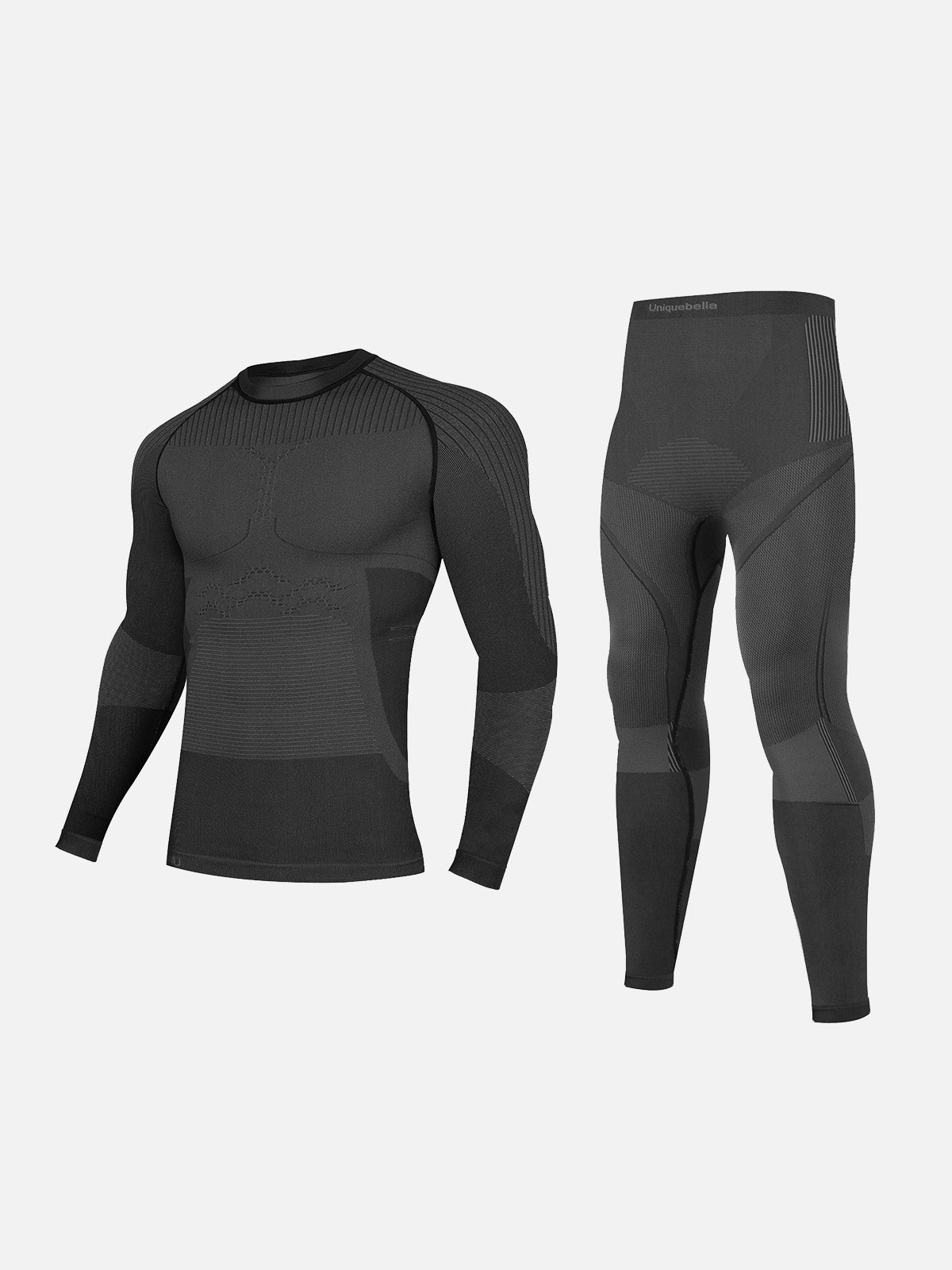 UNIQUEBELLA Mens Thermal Underwear Set Long Sleeve Tops Long Johns Thermal  Base Layer Bottom Fleece Lined Quick Drying